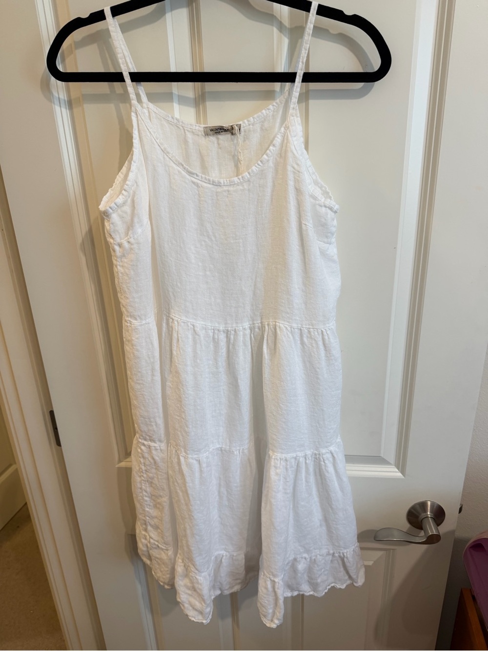 Valentina Naldi 100% linen made in Italy white tiered dress, size large